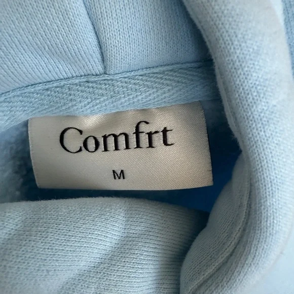 Comfrt Pastel Blue Hoodie Size M Oversized Cozy Athleisure Sweatshirt - Picture 2 of 3